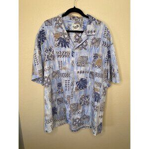 Vintage Paradise Style Hawaii Mens Blue Shirt 3xl floral short sleeve collared
